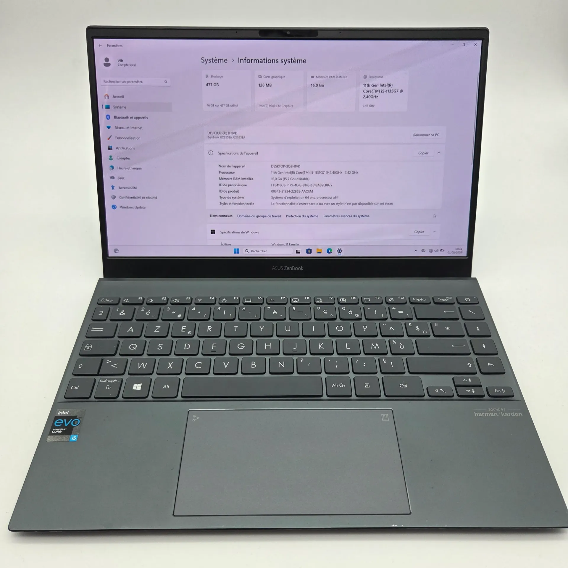 [ORDIPOR-251127-514-0] Ordinateur portable ASUS ZenBook modèle UX325E